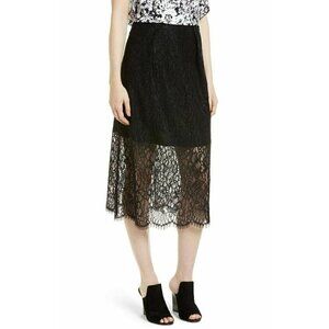 LEWIT Women's Black Lace Midi Skirt Size 6 $349